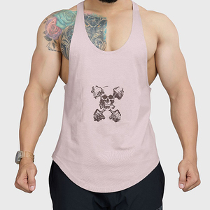 Camiseta Deportiva Informal de Algodón Transpirable con Estampado de Calavera y Mancuernas de Color Rosa para Hombre, Cuello Redondo, Logotipo Frontal, Ropa de Gimnasio - Product Image 1