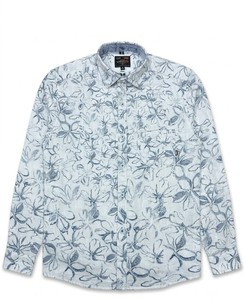 Chemise décontractée à manches longues pour homme Enovate, imprimé floral, col rabattu, manches complètes, en lin respirant, tissée, pour l'été - Product Image 4