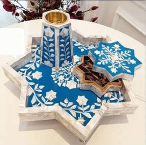 Premium Quality MOP Bakhour Sets | Elegant Mother of Pearl Tray with Oud Burner & Censer in <b>Gift</b> Box | Premium Ramadan & Eid - Product Image 1