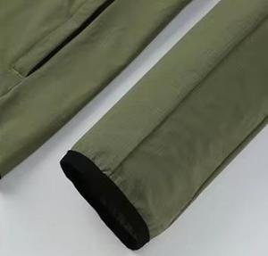 Men's Hooded Windproof <b>Canvas</b> <b>Jacket</b> Front Logo Olive Green Polyester Zipper Closure Sporty Autumn Slim Fit Stand Collar - Product Image 3