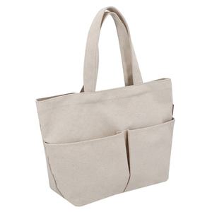 Bolsa de Lona Mediana con Asa Superior, Bolsa de Compras Diaria, Color Beige - Product Image 1