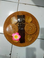 Sets de table en bambou et rotin faits à la main de haute qualité, style zen asiatique, écologiques, non toxiques, légers, couleur personnalisée, petites commandes