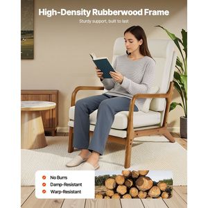 Fauteuil d'appoint moderne du milieu du siècle à dossier haut avec structure en bois massif, pieds antidérapants, chaise de loisirs rembourrée pour salon - Product Image 6