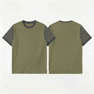 T-shirt uni ajusté pour homme, manches courtes, respirant, couleur unie, coton, haut de base pour la mode masculine américaine et européenne - Product Image 2