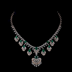 Collar de Plata Verde Esmeralda de Laboratorio con Diamantes Cultivados en Laboratorio | Collar llamativo de plata de ley 925 |   Joyería para Novias y Aniversarios - Product Image 1