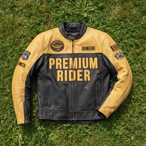Vestes de moto en cuir sur mesure, vestes de motard en cuir unisexes, manches longues, broderies en cuir - Product Image 3