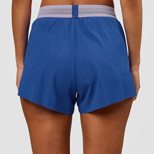 Shorts Deportivos Azules de Cintura Alta con Cordón Ajustable, Tejidos en Poliéster Transpirable, Shorts de Entrenamiento para Mujer - Product Image 2