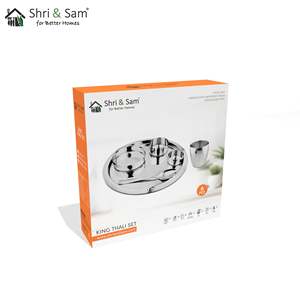 King Collection Juego Thali de Acero Inoxidable Martillado Utensilios Premium - Product Image 2