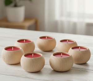 Portavelas Pequeño de Madera para Escritorio, Portavelas Circular de Madera de Haya para el Hogar, Disponible en Diferentes Colores - Product Image 5