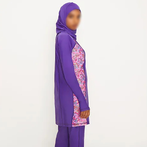 Modest <b>Islamic</b> <b>Swimsuit</b> for Women Front Breathable 2026 OEM Custom 2-Piece High Cut Print Burkini Swimwear Set Full Coverage - Product Image 2