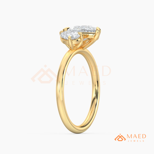 Anillo de compromiso de moissanita en forma de pera chapado en oro de 18 quilates, joyería nupcial de moissanita y diamantes para mujer, banda de lujo de EE. UU. - Product Image 6