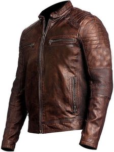 Men's Genuine Leather Biker Jacket with Zipper Closure Sherpa Lining <b>Fur</b> <b>Trim</b> Streetwear Style for Winter Season - Product Image 2