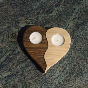 Heart Shape Wooden <b>Tea</b> <b>Light</b> Holder Dual Tone Wood Candle Holder For Valentine'S Day Home Decoration - Product Image 4