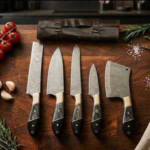 Latest Cooking <b>Knife</b> <b>Set</b> Durable Damascus Steel Blades High Quality Kitchen Tasks Chef <b>Knife</b> <b>Set</b> Available At Wholesale Rate - Product Image 4