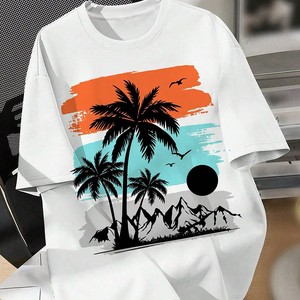 เสื้อยืดแขนสั้นลำลองสไตล์ฮาวายสำหรับผู้ชายปี 2025 ผ้าถักน้ำหนัก 180 กรัม ผลิตจากโพลีเอสเตอร์ 100% พิมพ์ลายดอกไม้ตามสั่ง - Product Image 4