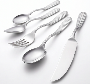 Ensemble de couverts minimalistes en métal avec finition miroir haute brillance, compatible lave-vaisselle, pour les occasions de mariage, la maison et l'hôtellerie - Product Image 1