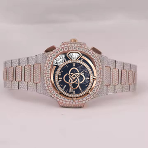 Montre pour homme tendance en or rose avec diamants en moissanite, bijoux hip-hop, OEM ODM - Product Image 1