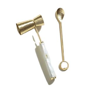 Ensemble de mélangeur à cocktail et cuillère à mélanger en laiton doré de luxe avec manche en nacre, outils de bar |   Logo personnalisé |   Vente en gros - Product Image 1