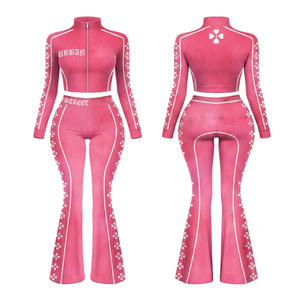 Conjunto de Camiseta y Leggings Deportivos para Mujer, Color Negro y Rosa, 220 GSM, Poliéster y Elastano, Logotipo Personalizado, Sublimación, Transferencia de Calor - Product Image 2