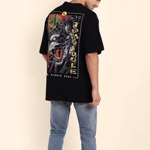 T-shirts graphiques à épaules tombantes surdimensionnés avec impression numérique, T-shirts en coton pour hommes, T-shirts à col rond pour hommes, logo par sublimation - Product Image 3