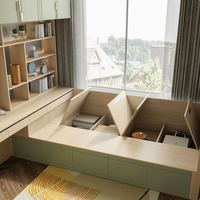 Mobilier de Chambre Moderne et Minimaliste Sur Mesure, Armoire en Bois Multifonctionnelle, Bibliothèque et Lit avec Bureau pour Salon