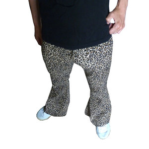 Men Leopard Printed Flare <b>Pants</b> Elastic Waist Casual Wear <b>Summer</b> Style Midweight Polyester Fabric - Product Image 4