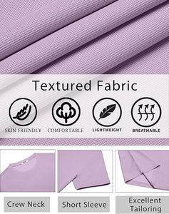Camiseta de Manga Corta para Hombre, Color Lavanda Sólido, Cuello Redondo, Corte Ajustado, Informal, Transpirable, de Algodón Tejido - Product Image 5