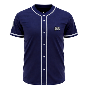 Custom Baseball Uniform Men's Short Sleeve Jersey and Pants Set Navy Blue Embroidered Logo <b>Moisture</b> Wicking Polyester - Product Image 4