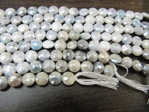 Perles facettées en pierre précieuse Silverite grise, rondes, en forme de pièce de monnaie, 8 mm, pour la fabrication de bijoux, longueur du brin 15 pouces - Product Image 3