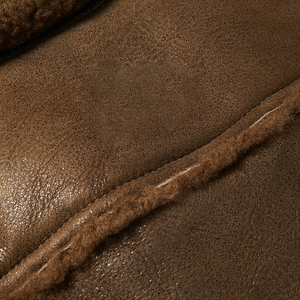 Muzamin Apparel <b>Men's</b> Real Brown Sheepskin <b>Shearling</b> Leather Flying <b>Jacket</b> Unique Stylish Fashion Casual Warm Heated Windproof - Product Image 5