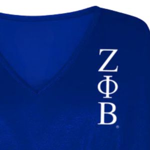 Poncho Zeta Phi Beta para Mujer, Azul Rey, Cuello en V, Capa con Cinturón, Bordado, Estilo Griego, Túnica Elegante e Informal - Product Image 2