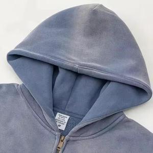 Sweat à capuche oversize en molleton épais 100 % coton, brodé, style streetwear, délavé effet soleil et acide, haute qualité sur mesure - Product Image 3