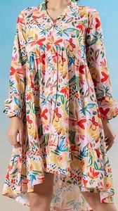 Women Lady Chiffon Spring Dresses Floral Printed Shirt Collar Long Sleeve Button New Fashion Elegant Floral Print Midi Loose - Product Image 2