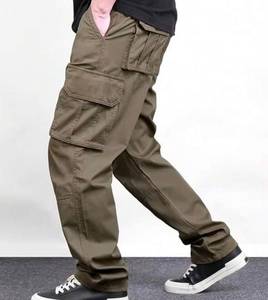 Men's Straight 100% Cotton Canvas Cargo Pants Loose Fit Multi Pocket Mid Waist Casual <b>Trousers</b> for Autumn OEM Service - Product Image 3
