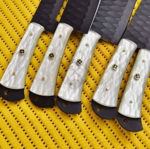 Top Trending Custom Handmade J2 Steel Powder Coated <b>Sharp</b> Hammered Blade Ambidextrous Straight Edge 5-Piece Kitchen <b>Knives</b> <b>Set</b> - Product Image 3