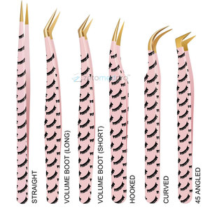 Pinces à cils en acier inoxydable de qualité salon pour extensions, pinces à cils professionnelles pour styles d'extensions classiques - Product Image 5