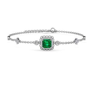Nouveau Bracelet en argent Sterling 925, pierres précieuses de luxe, Halo vert, émeraude, bijoux fins pour femmes, bijoux de destin - Product Image 1