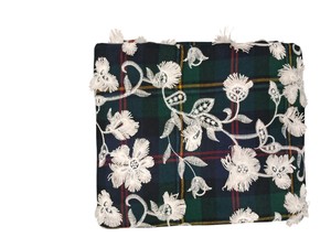 Tela de Algodón a Cuadros Verde Oscuro, Ligera, Transpirable y de Primera Calidad, con Apliques Florales Blancos en 3D, para Vestidos de Niñas y Mujeres - Product Image 3