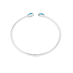 Premium High Finish 925 Sterling Silver Trendy Adjustable Bangles Neon Apatite Rough Shape Twister Bezel Setting Unisex Everyday - Product Image 5