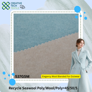 RCO-CK0058 Lana de mar reciclada PET/Lana/Poliéster=45/50/5 Y/D, Lana de mar reciclada sostenible y mezcla de lana elegante para prendas de abrigo - Product Image 2