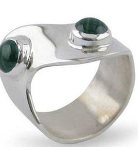 Anillo Único de Plata de Ley 925 con Engaste Clásico de Malaquita para Boda y Aniversario, Precio de Fábrica al por Mayor - Product Image 1