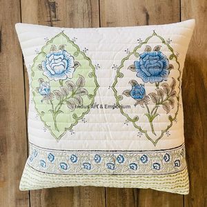 Indian Hand Block Print Cotton Quilted Decorative 40 X 40CM Square <b>Cushion</b> <b>Cover</b> - Product Image 3