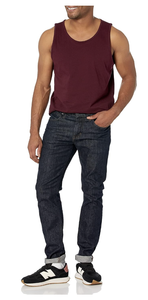 Débardeur en coton uni pour homme, col rond, décontracté, tricoté, sans manches, couleur bordeaux - Product Image 4