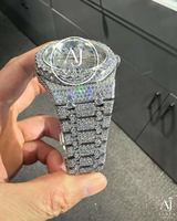 Reloj de Pulsera de Lujo Unisex de Aleación con Correa de Acero Inoxidable de 20 mm, Esfera de Cristal Analógica con Números Arábigos, Resistente al Agua 3BAR, con Cuarzo Moissanite