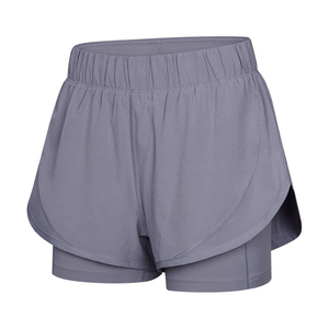 Shorts de course pour femmes à taille haute, respirants, à séchage rapide, en polyester 100% écologique, avec logo personnalisé, 2 en 1, double couche, vêtements de sport - Product Image 2