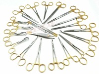 Ensemble de 82 outils de fermeur vétérinaire à manche doré, instruments chirurgicaux pour chevaux, en acier inoxydable allemand, réutilisables, autoclavables, certifiés CE