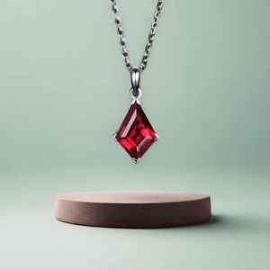 Collar de Granate Rojo Kite para Mujer, Gema, Regalo de Aniversario, Regalo para Madre, Plata 925, Chapado en Oro Rosa de 14k, Colgante - Product Image 5