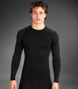 เสื้อรัดรูปแขนยาวสำหรับผู้ชาย สีดำ แบบเรียบง่าย สำหรับกิจกรรมกลางแจ้ง ระบายอากาศได้ดี พร้อมโลโก้สีตามสั่ง - Product Image 6