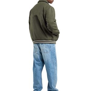 Chaqueta Varsity de Lana con Logotipo Personalizado para Hombre, Chaqueta de Diseño Varsity de Lana Color Matcha Vintage de Alta Calidad - Product Image 6