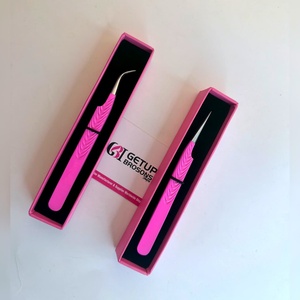 แหนบขนตาเรียบเนียนกันแม่เหล็กสีเงินเคลือบผงสีชมพูร้อนแยกพิมพ์ลายใหม่ - Product Image 3